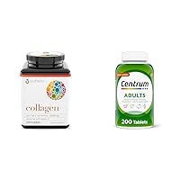 Youtheory Collagen 290 Pills and Centrum Multivitamin 200 Tablets - Hydrolyzed Collagen Protein Formula for Skin, Hair, Nails and Joints Plus Complete Adult Multivitamin/Multimineral