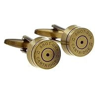 Bullet Shell Casing Army Police Pair of Cufflinks in a Presentation Gift Box & Polishing Cloth