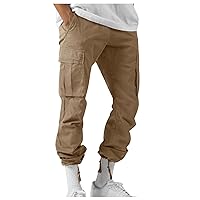 Men's Work Pants Plus Size Casual Solid Trousers Stretch Elastic Waist Drawstring 2024 Trendy Pants