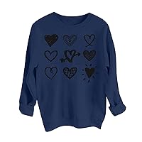 Funny Valentines Shirt, Women's Loose Heart Love Printed Ourfits Plus Size Blouses Casual Fashion Funny Summer Tops