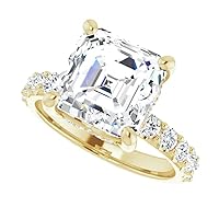 JEWELERYIUM 4 CT Asscher Cut Colorless Moissanite Engagement Ring, Wedding/Bridal Ring Set, Halo Style, Solid Sterling Silver, Anniversary Bridal Jewelry, Awesome Ring for Women