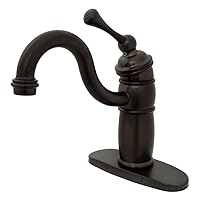 KB Heritage KB1485BL High Arc Bar Faucet with Buckingham Metal Lever Single Handle and Grid Strainer, Oil Rubbed Bronze