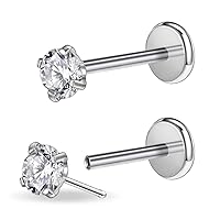 PunkTracker 16g/18g/20g Threadless Piercing Jewelry for Tragus Nose Helix Conch Medusa Lip Labret - Surgical Steel Helix Earring Cartilage Tragus Earrings Stud Nose Studs for Women Men