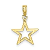10k Gold Cut out Star 2 d and High Polish Charm Pendant Necklace Measures 17x13mm Wide Jewelry for Women