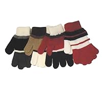 Set of Four Pairs Stripped Magic Gloves for Ages 7-15 Years to Adults