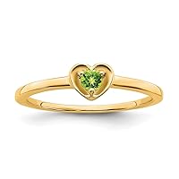 14k Gold Peridot Love Heart Ring Size 7.00 Jewelry for Women