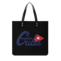 Cuba Flag Logo PU Leather Tote Bag Top Handle Satchel Handbags Shoulder Bags for Women Men