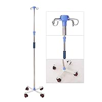 Poles Stand Stainless Steel Portable Rolling Height Adjustable Pole Drip Stand with Castors, Moveable Medical Infusion Drip Stand