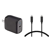 Amazon Basics 30W GaN USB-C Wall Charger and USB-C Cable for Fast Charging Tablet and Phones with Power Delivery, Black