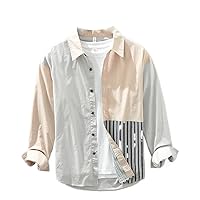 Splice Color Long Sleeve Shirt Men' Autumn Japanese Design Cotton Casual Coat