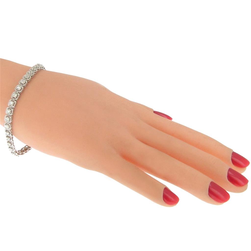 VIP Jewelry Art White Gold Womens Halo Diamond Tennis Bracelet 3 CT TW (G-H Color, SI Clarity)