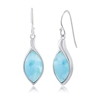Larimar Gemstone Earrings for Women - Natural Larimar Jewelry - Beautiful Blue Larimar Stones - Hypoallergenic Dangle Earrings for Women…