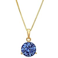 TREASURES JEWELRY Unisex-Adult 5.46 Ct Tanzanite Pendant Natural Unheated Untreated Tanzanite Earth Mined Round Gemstone Handmade 18K Gold Filled Gorgeous Gift Pendant Necklace Blue