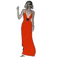 Women's Deep V Neck Spaghetti Strap Maxi Cocktail Party Dress Chiffon Sleeveless Long Maxi Wrap Dress