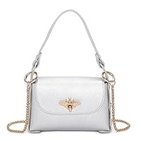 Fontanella Fashion Womens Gold Butterfly Small Lightweight Full Flap Bottom Studs Handbag Shoulder with Long Chain Strap