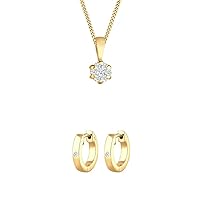 Elli DIAMONDS Women's Necklace with Pendant Elegant with Diamond (0.12 Carat) in 585 Yellow Gold 45