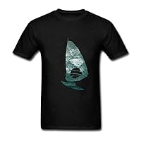 Wind Surfing Men T Shirt 100% Cotton Black XL