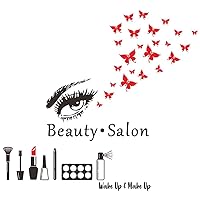 Beauty Salon Wall Sticker, Eyelash Makeup Wall Decal - Peel & Stick PVC Removable Wall Decor for Dressing Room, Girls Bedroom or Make Up Store - Unique Art Words with 