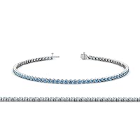 Blue Topaz Bezel Set Tennis Bracelet 1.89 ct tw in 14K Gold.