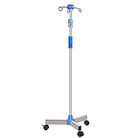 Poles with Wheels, Retractable Infusion Stand, Removable Poles, 3 Wheels 4 Hooks, Medical Infusion Stand for Clinic/Infirmary/Hospital