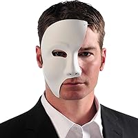 White Phantom Plastic Mask Costume Accessory - 1 Count - Durable, Mystery & Elegant - Ideal Halloween & Masquerade Party Wear, One Size Fit Most