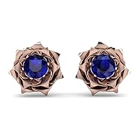 Choose Your Gemstone 18k Rose Gold Plated Rose Flower Earrings Sparkling Dainty Floral Pattern Minimal Easy To Wear Everyday Ornaments Cute Teen Girls Casual Accessories Flower Jewelry