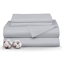 Queen Sheet Set 1000 Thread Count 100% Egyptian Cotton Light Grey 4 Piece Bed Sheets for Queen Size Bed Soft Breathable Luxury Quality Sheets Premium Long Staple Fits 16 Inch Deep Pocket