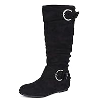 DREAM PAIRS Women's Wide Calf Knee High Boots, Fur-lined Low Hidden Wedge Boots