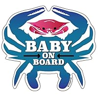 Baby On Board, Pink Crab, car Sticker Decal die Cut Vinyl, 4.75x4.25, Made in USA
