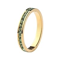 Muses Art Design Birthstone Eternity Band Ring 18K Gold (Channel Set/Full Round), Stackable Fashion Ring with Crystal Birthstone