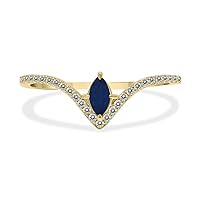 1/4 Carat TW Natural Gemstone and Diamond V Shape Ring in 10K Yellow Gold (Available in Garnet, Peridot, Tanzanite and More)