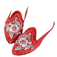 See-Through Pointed Toe Women Gauze Cotton Flat Mules Slippers Summer Chinese Embroidered Shoes