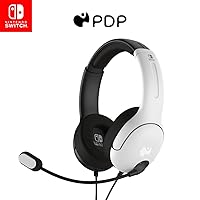 PDP Gaming AIRLITE Stereo Headset with Mic for Nintendo Switch/Switch Lite/OLED - Wired Power Noise Cancelling Microphone, Lightweight, Soft Comfort On Ear Headphones (Black & White)
