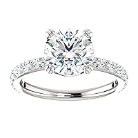 Riya Gems 2.50 CT Round Moissanite Engagement Ring Wedding Bridal Ring Set Solitaire Accent Halo Style 10K 14K 18K Solid Gold Sterling Silver Anniversary Promise Ring Gift for Her
