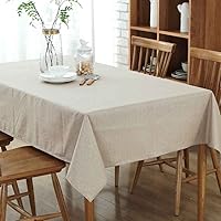 Rectangle Table Cloth Linen Cotton Farmhouse Tablecloth Waterproof Anti-Shrink Soft Wrinkle Resistant Decorative Fabric Table Cover for Kitchen (Beige,51x120 inch)