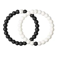 Lokai Silicone Beaded Bracelets for Men & Women - Black & White Matching Bracelets, Couples Friendship Bracelets - Jewelry Fashion Bracelet Slides-On for Comfortable Fit