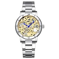 Gute IK Women's Automatic Watch, Steampunk Self Winding Mechanical Silver Bracelet Women Wrist Watch