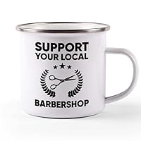 Hairstylist Camper Mug 12oz - Support Your Local Barbershop B - Men Barber Women Beauty Salon Mom Hairdresser Friend Hairdo Cosmetologist Beautician Barbershop Coiffeur