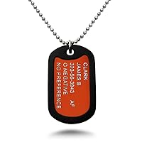 Custom Engraved Aluminum Dog Tag Pendant in Stainless Steel Bead Chain Necklace Made in USA