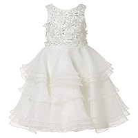 Mrrpettys Ivory Organza Lace Flower Girl Dress Little Girls Party Dress