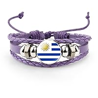 Uruguay Adjustable Flag Woven Bracelets - Fashion Uruguay Flag Time Stone Bracelet Handmade Bracelet, Multilayer Braided Novelty Jewelry For Men Women Couple Gift