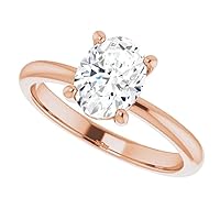 925 Silver, 10K/14K/18K Solid Gold Moissanite Engagement Ring, 1.0 CT Oval Cut Handmade Solitaire Ring, Diamond Wedding Ring for Women/Her Anniversary Proposes Gift, VVS1 Colorless