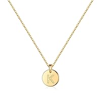 STORUP S925 Sterling Silver Initial Necklaces for Girls Women, Sterling Silver Disc Initial Pendant Gold/Rose Gold/Silver Initial Necklaces for Women Girls Teens Girls Jewelry