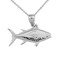 WHITE GOLD YELLOWFIN TUNA FISH PENDANT - Gold Purity:: 10K, Pendant/Necklace Option: Pendant Only