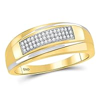The Diamond Deal 10kt Two-tone Gold Mens Round Diamond Wedding Band Ring 1/8 Cttw