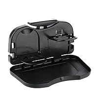New Car Tray Food Stand Rear Seat Beverage Water Drink Holder Bottle Travel Foldable Meal Cup Desk Table Seat Back Organizers (Black)