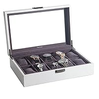 10-Slot White Watch Case, Double-Row Large-Capacity Watch Jewelry Storage Display Box 1215B