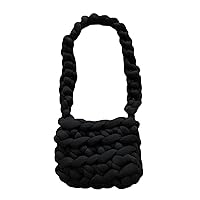 Pilipane Hand Woven Wool Tote Bag with Exquisite Craftsmanship,Stylish Plush Shoulder Bag for Daily Life(Black)