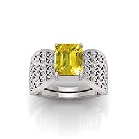 RRVGEM 13.00 Carat Yellow Sapphire Ring Silver Plated Ring Silver Plated Ring Astrological Adjustable Ring Size 16-22 for Men and Women