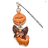 Papillon Leather Dog mobile/Cellphone Charm VANCA CRAFT-Collectible Cute Mascot Made in Japan